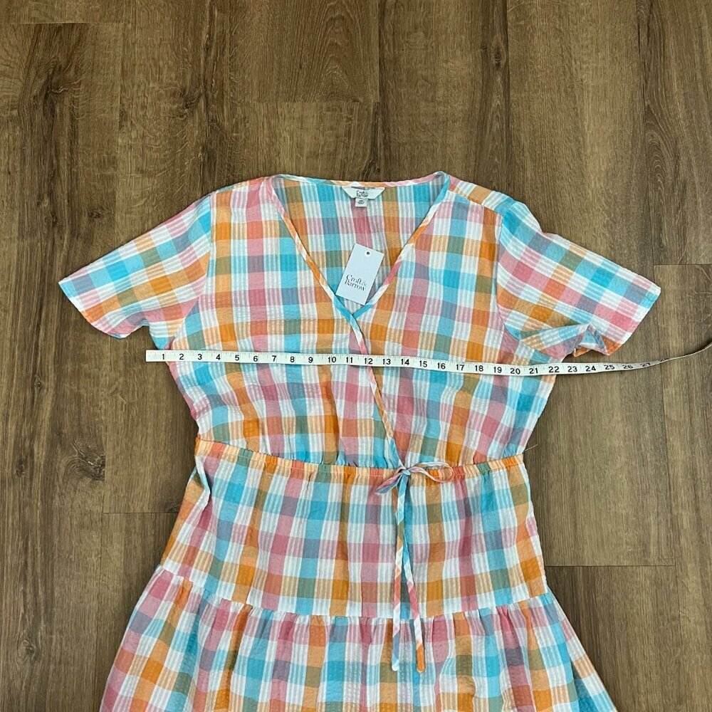 NEW Croft & Barrow Checkered Tiered Seersucker Short Sleeve Dress Sz XXL - Picture 10 of 13